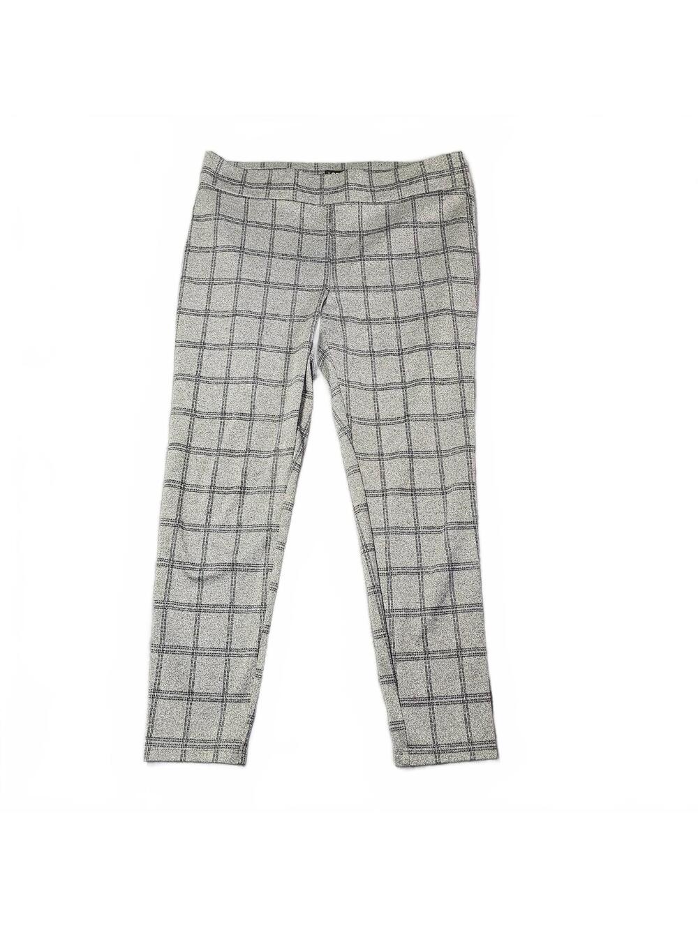 LOFT Women's Leggings Size L Gray Plaid Stretch Comfortable Stylish